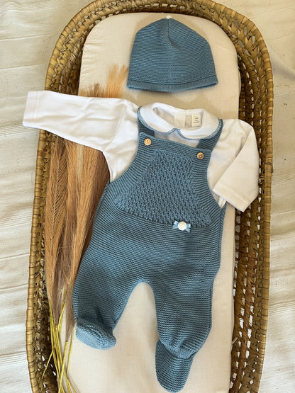 Conjunto de malha 3 peças bebé azul