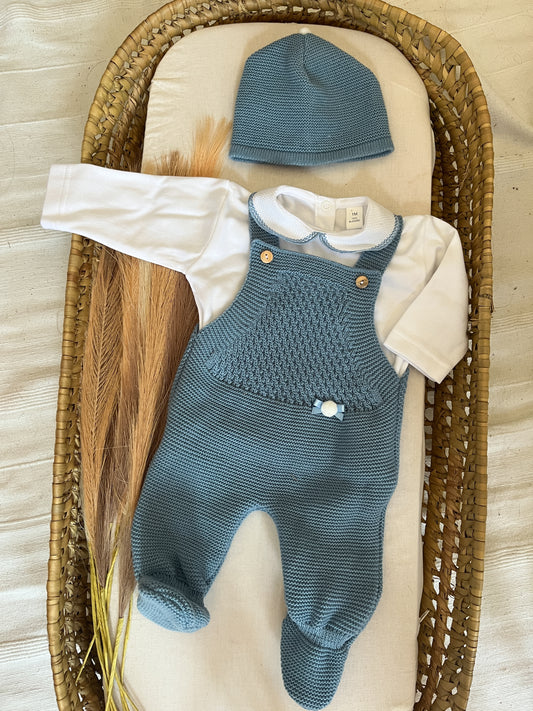 Conjunto de malha 3 peças bebé azul