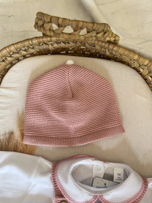 Conjunto de malha 3 peças bebé rosa
