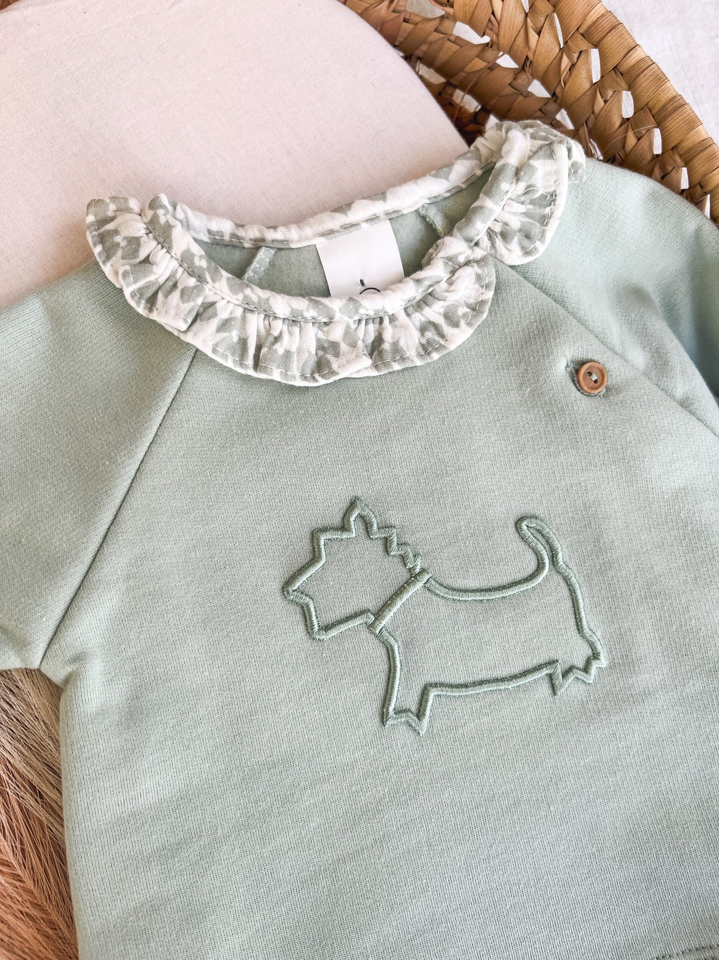 Conjunto sweat com tapa fralda bebé verde