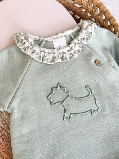 Conjunto sweat com tapa fralda bebé verde