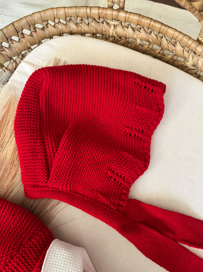 Conjunto de malha 3 peças bebé vermelho