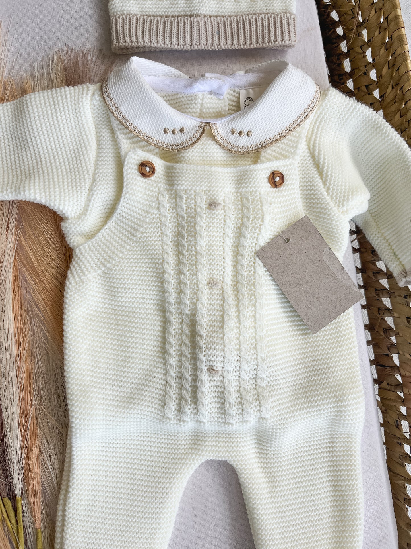 Conjunto de malha 3 peças bebé branco