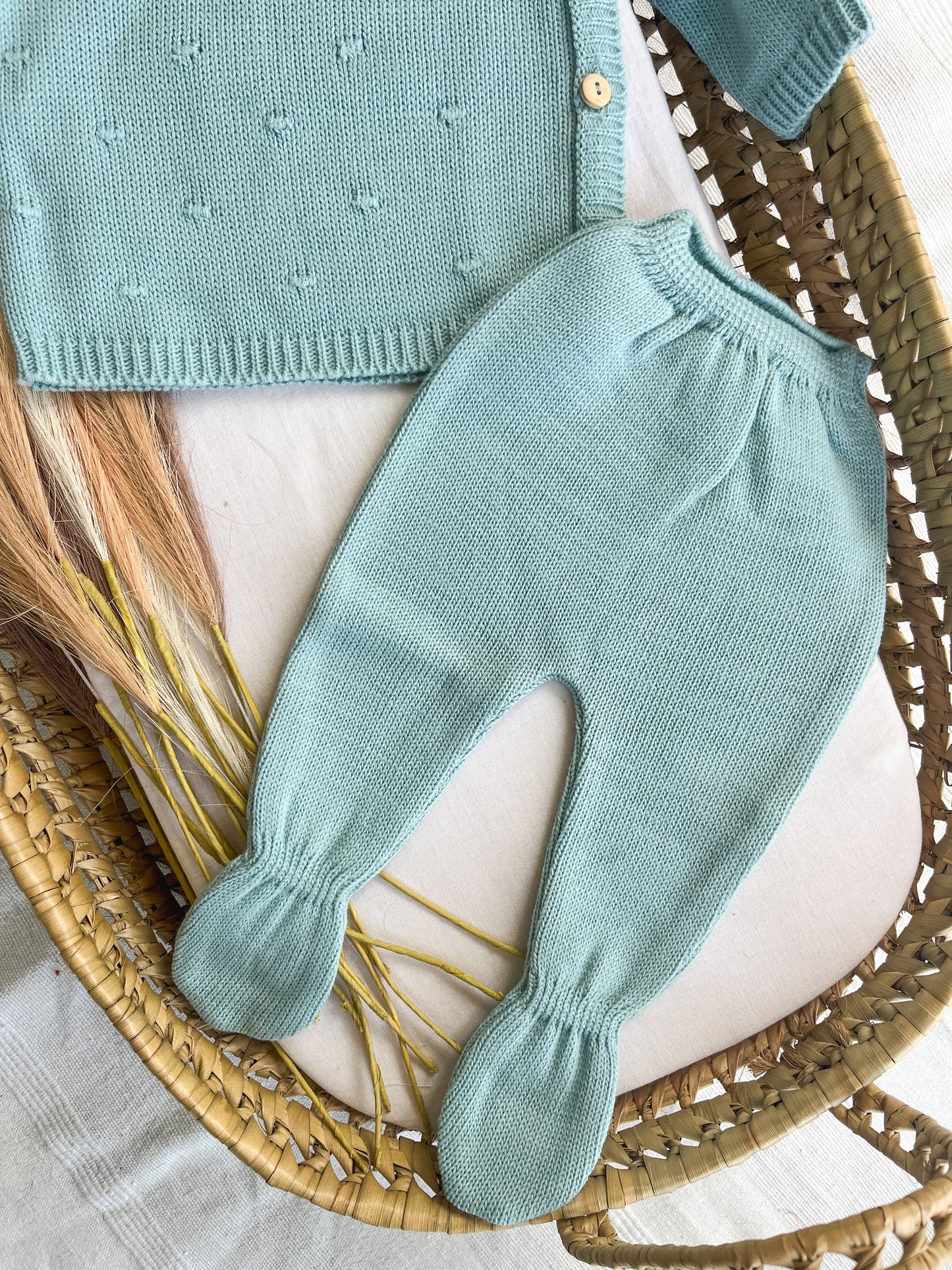 Conjunto de malha 3 peças bebé verde