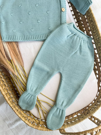 Conjunto de malha 3 peças bebé verde