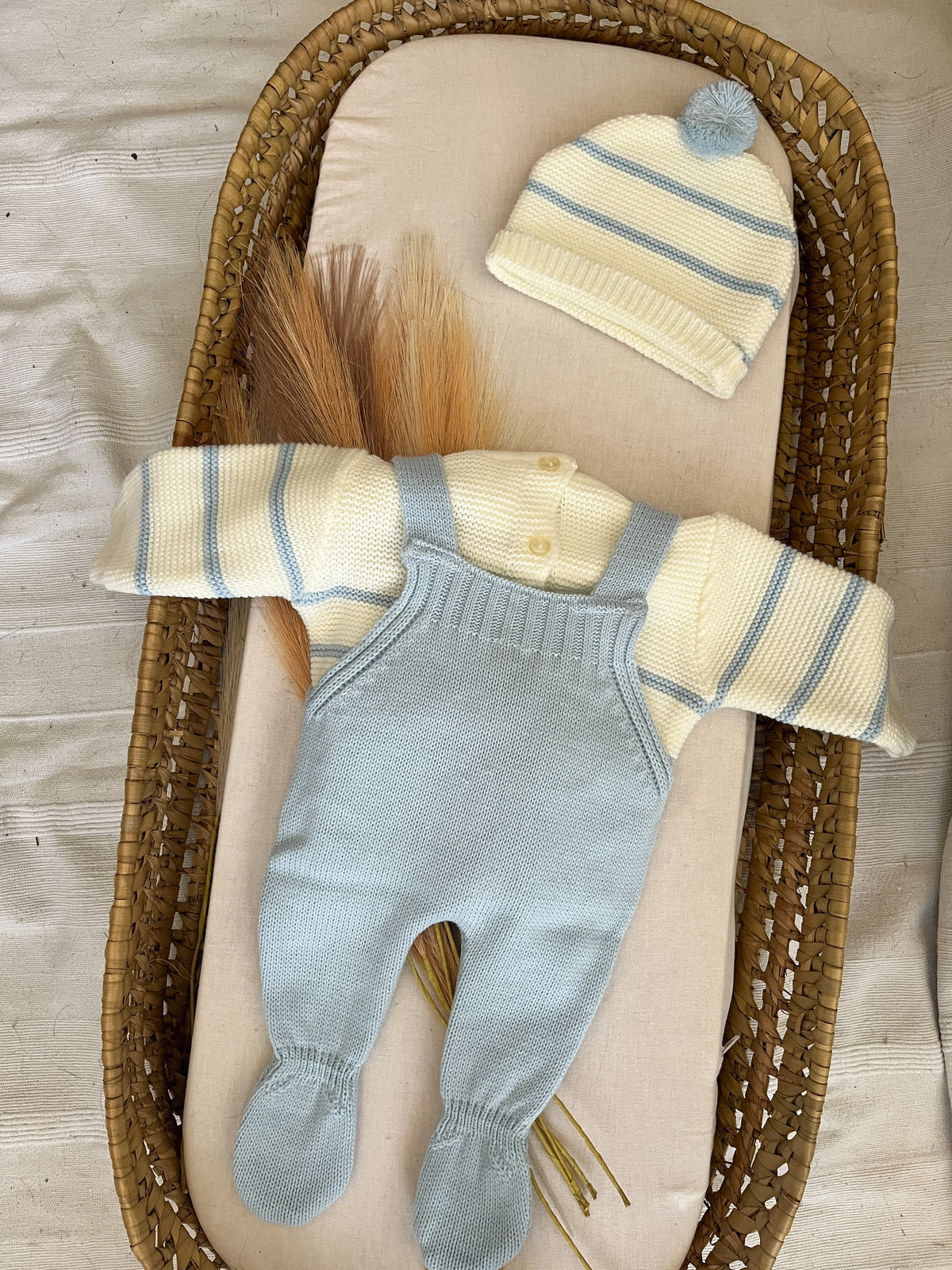 Conjunto de malha 3 peças bebé azul