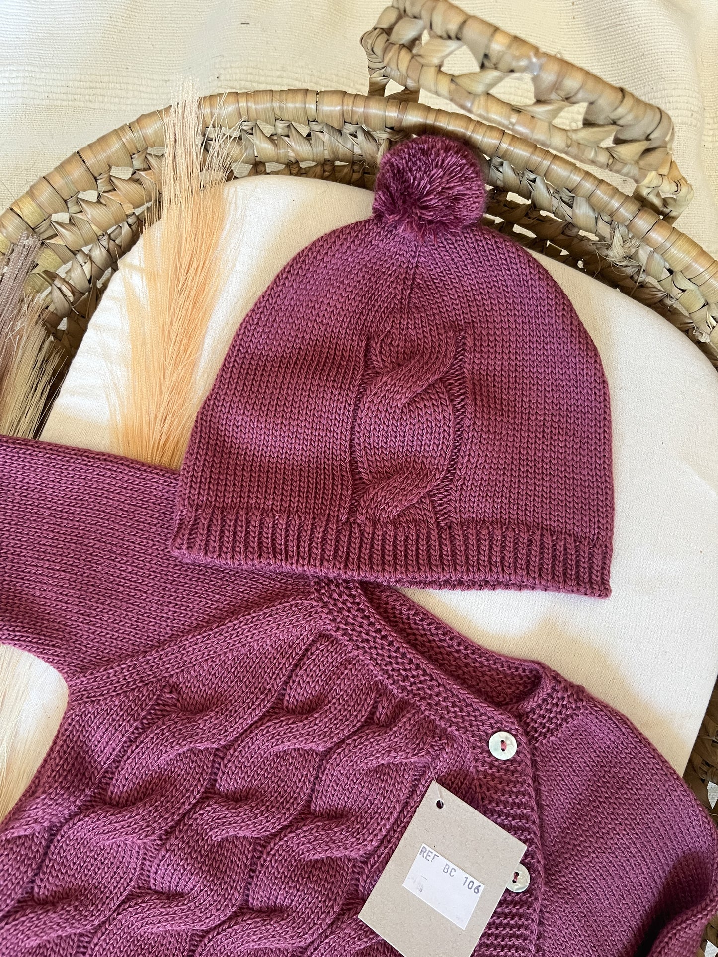 Conjunto de malha 4 peças bebé rosa