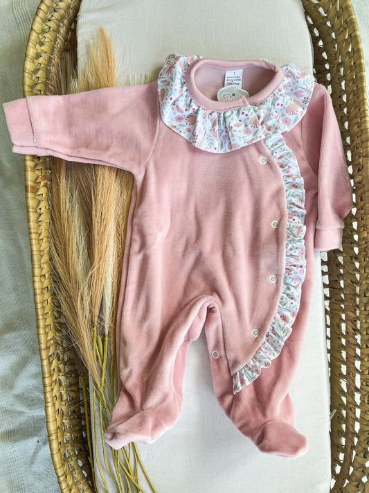 Babygrow de veludo bebé rosa velho
