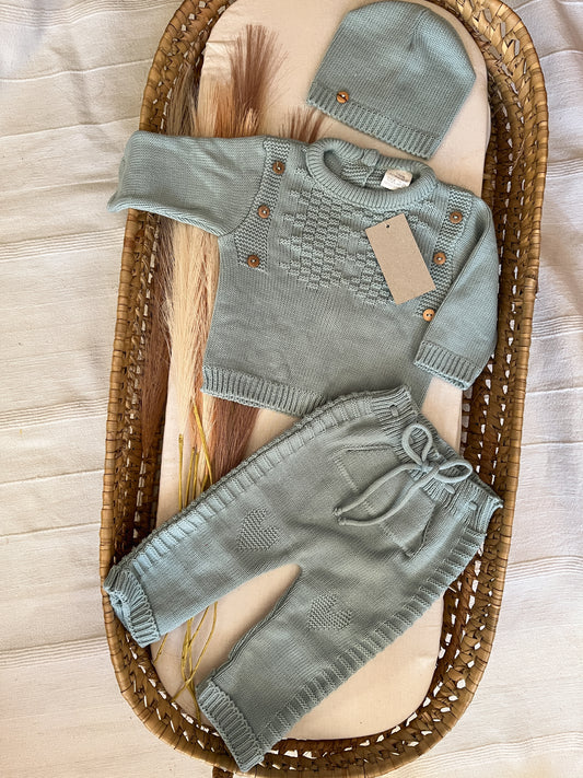 Conjunto de malha 3 peças bebé verde