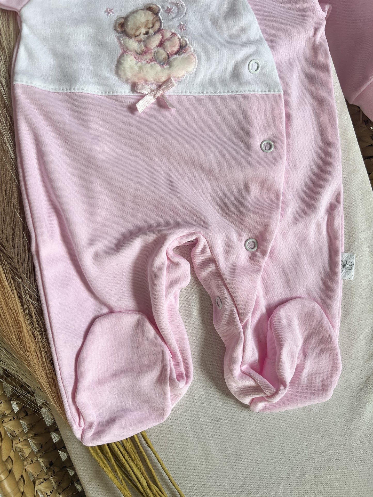 Babygrow de algodão bebé rosa