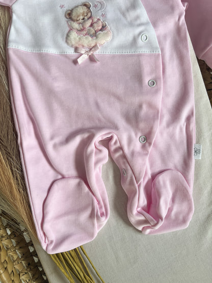 Babygrow de algodão bebé rosa