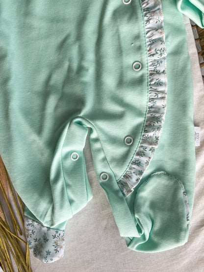 Babygrow de algodão com gola bebé verde menta