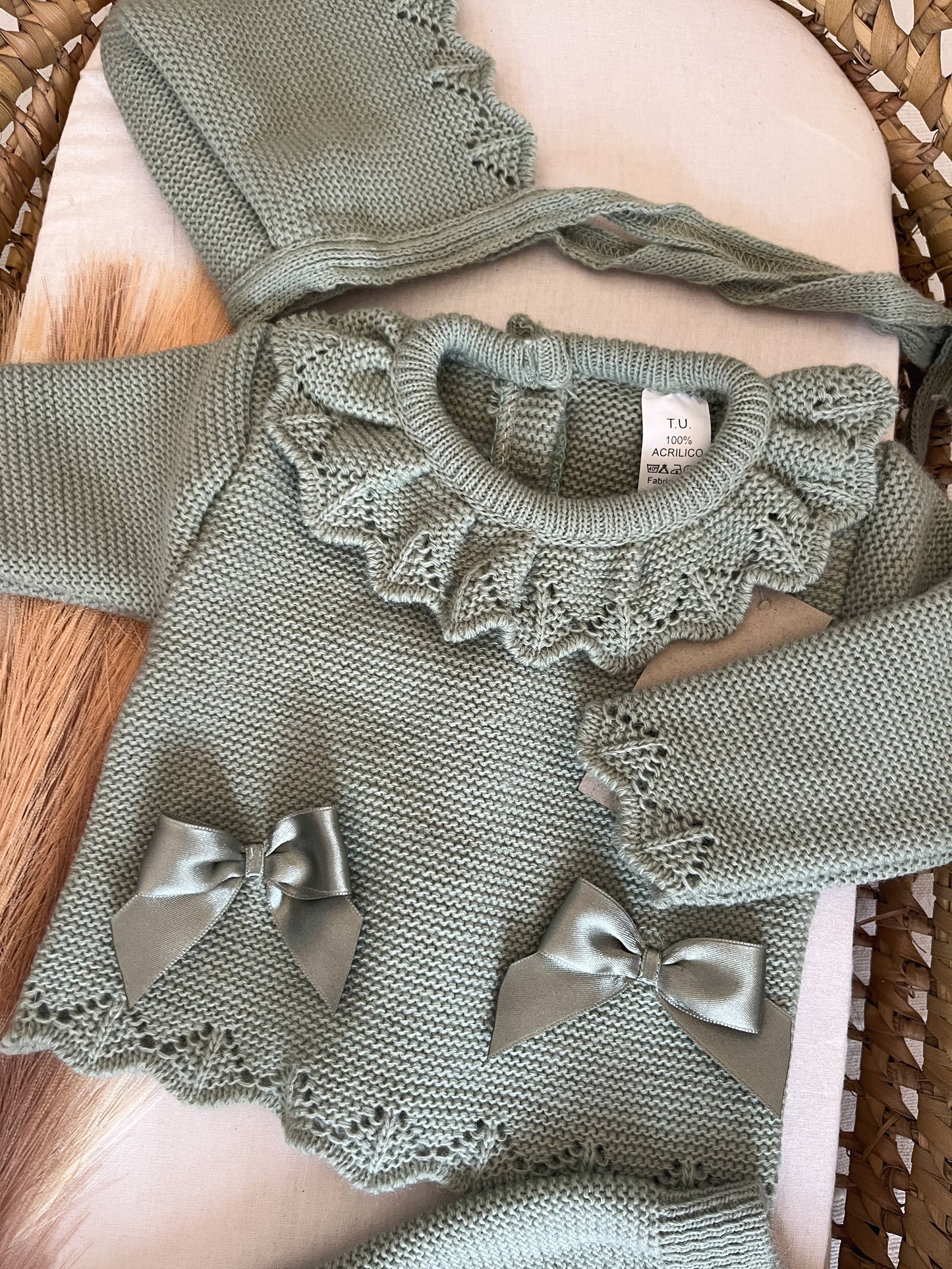 Conjunto de malha 3 peças bebé verde
