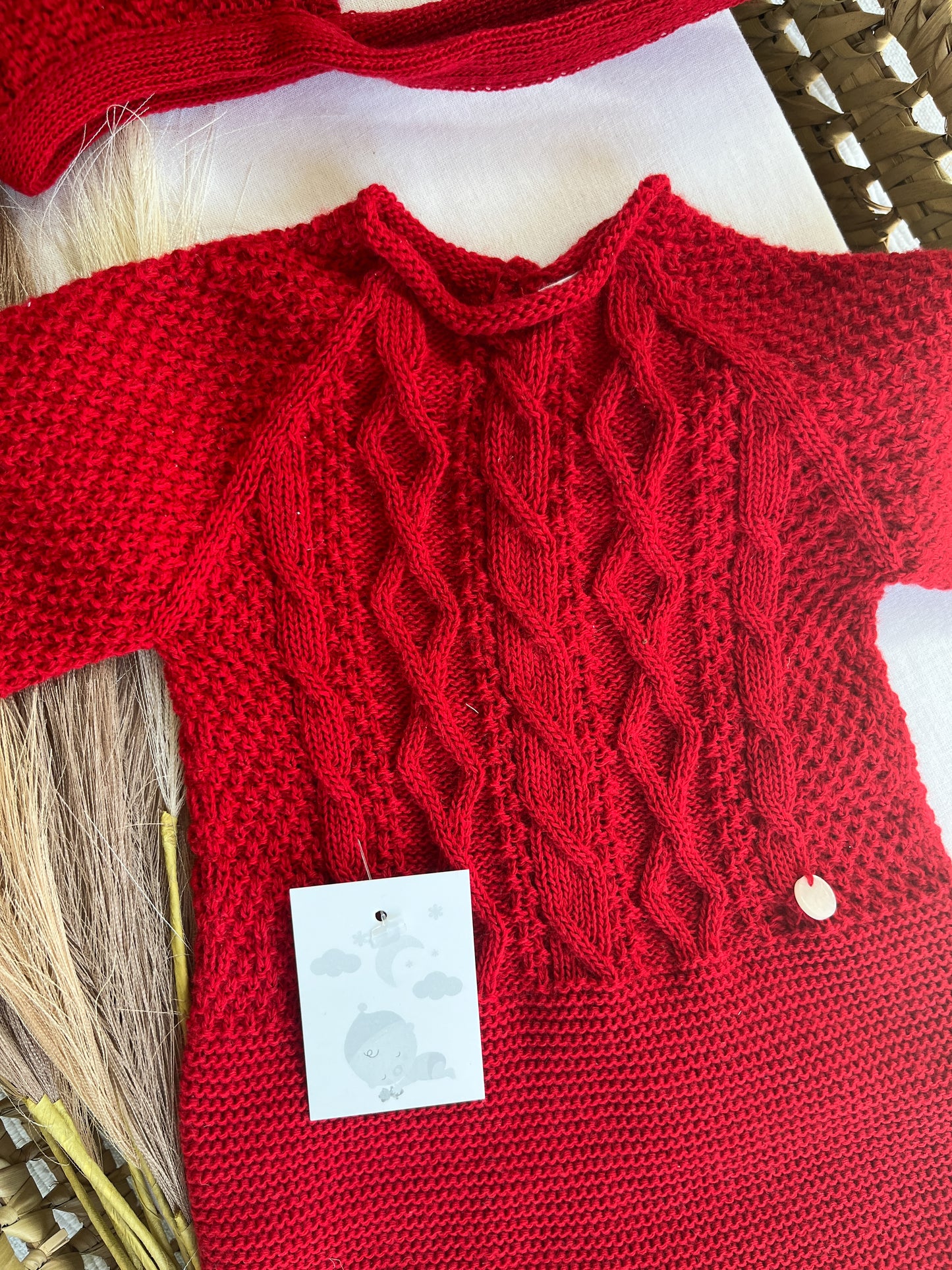 Conjunto de malha saída de maternidade 2 peças vermelho