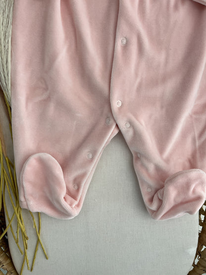 Babygrow de veludo bebé rosa